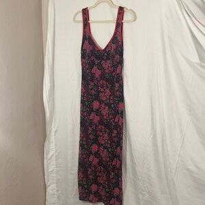 Free People Vibrant Floral Maxi Dress - Pink and Greens